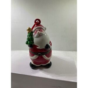 Santa Hinged Trinket Box Christmas Ornament Decorative Collectible